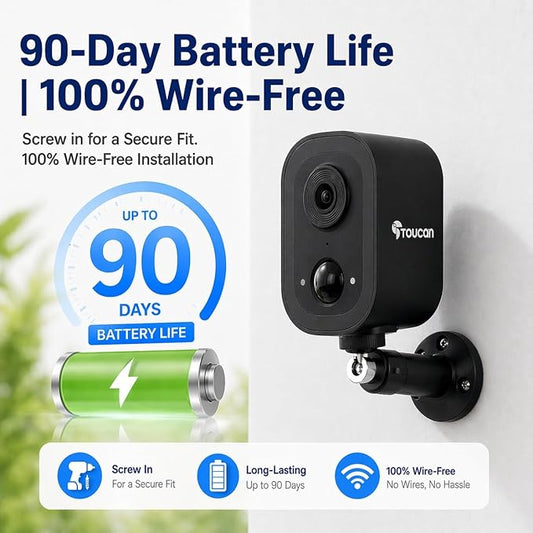 2K Wireless Outdoor Security Camera, Cameras for Home Security with Free 24-Hour Cloud Playback, 2-Way Audio, PIR Motion Detection, Night Vision, IP65 Weatherproof, Alexa & Google Home Compatible