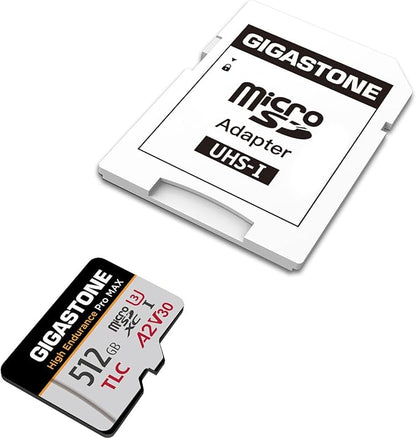 [5-Yrs Free Data Recovery] GIGASTONE 512GB Micro SD Card, TLC High Endurance Pro MAX, Speed Up to 180/150 MB/s, Compatible with REDTIGER Rove VIOFO VANTRUE PRUVEEO Dash Cam, MicroSDXC UHS-I A2 V30 U3