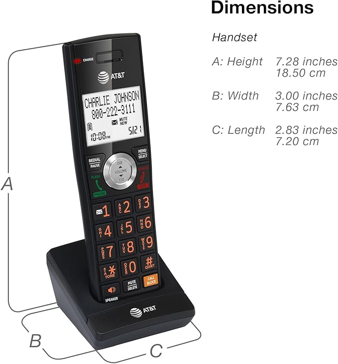 AT&T CL82267 DECT 6.0 2-Handset Cordless Phone for Home with Answering Machine, Call Blocking, Caller ID Announcer, Intercom and Long Range, Black & Wood Grain Finish