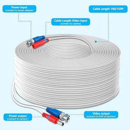 OOSSXX Video Power Cable BNC Extension All-in-One Cables for CCTV Security Cameras, Outdoor Wired Surveillance Camera DVR System
