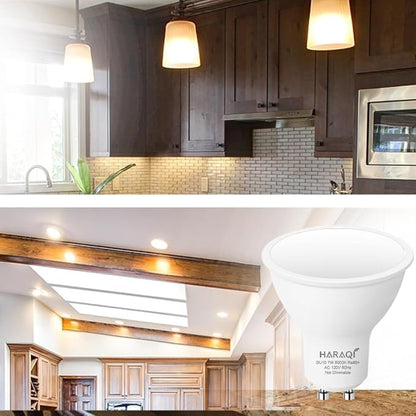 haraqi 6 Pack GU10 120V 7W LED Bulb, 700LM 3000K Soft Warm Light, 60W Equivalent Reflector Flood Replacement Light Bulbs for Kitchen Hood, Ceiling Fan, Table Lamps
