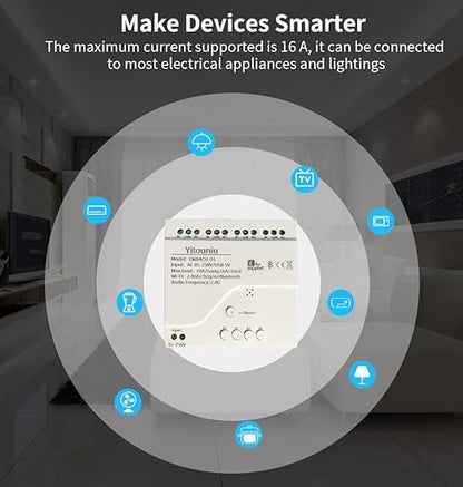 EWeLink 4CH Smart WiFi 85-250V Switch Controller, APP Remote Control, Bluetooth RF Remote Control, Point/Self-Locking/Interlocking, Compatible with Alexa