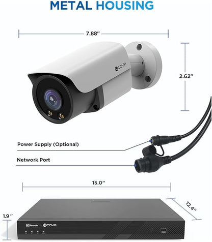 4COVR 16 Channel Security Camera System PoE, 2-Way Talk & Dual Lights Smart Full Color Night Vision, 16x 5MP Business IP67 Bullet IP Camera AI Human Vehicle Detection, 16CH NVR 4TB HDD, LY37YX5M1616