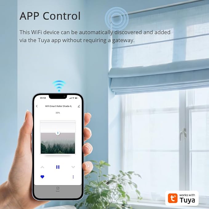 Smart WiFi Blind Motor, 38mm Rechargeable Roller Shade Motor with Built-in 2600mAh Battery, Compatible with Alexa & Google Home, APP Control, No Hub Required (Motor with Solar Panel)