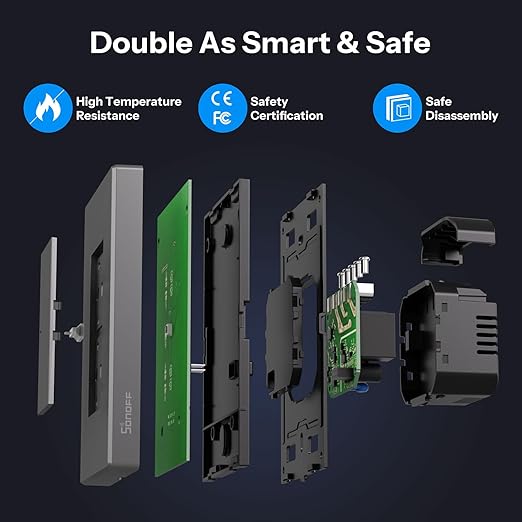 SONOFF M5 Matter Smart WiFi Light Switch, 1-Gang Wall Switch with Timing & Voice Control, Compatible with Matter, Alexa & Google Home, Requires Neutral Wire (120 Type)
