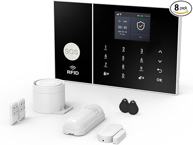 PGST Smart Alarm System for Home Security,DIY Door and Window Alarm Sensors,Tuya App/4G SMS Alerts,Work with Alexa&Google for Apartment,Cabage,No Contract Fee