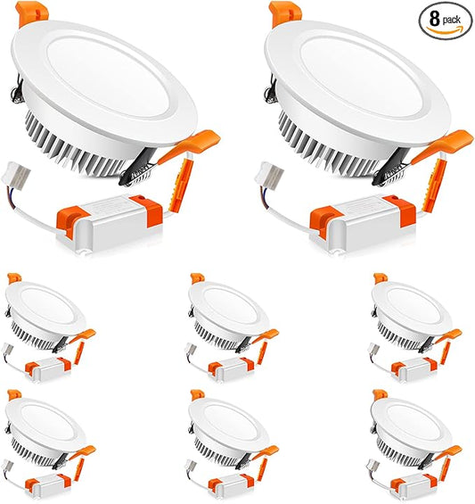 LEDLightsWorld 3 Inch LED Recessed Lighting Dimmable Downlight, 5W (40W Halogen Equivalent), 6500K Daylight White, CRI80, Recessed Ceiling Light with LED Driver (8 Pack)