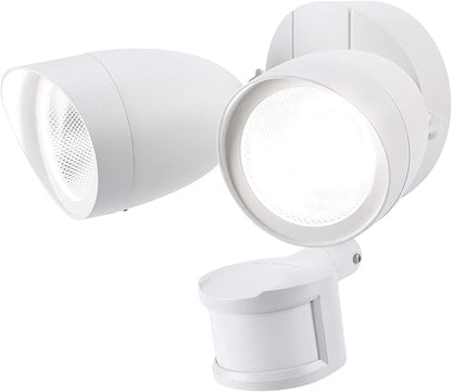 LEONLITE LED Security Lights Outdoor Motion Sensor, Motion Flood Light for Outside, Dusk to Dawn, UL Listed, Adjustable Dual Heads, Wet Location, 5000K Daylight, White