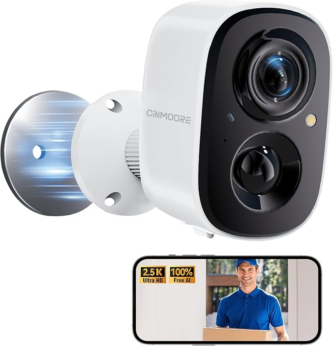 2.5K Wireless Home Security Cameras Outdoor WiFi, Non-Subscription AI Person Detection, 4MP Color Night Vision, Full Duplex 2-Way Audio, IP66 Waterproof Battery Powered (2026 Upgraded)