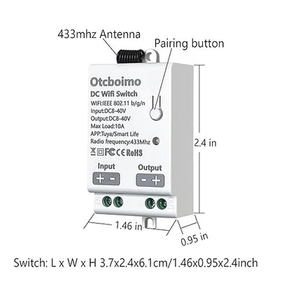 DC 12V 24V WiFi Smart Switch with DC Output, Compatible with Alexa & Google Home,Smart Life App,for LED Light, Motor, Fan, Lock – DC Input & Output