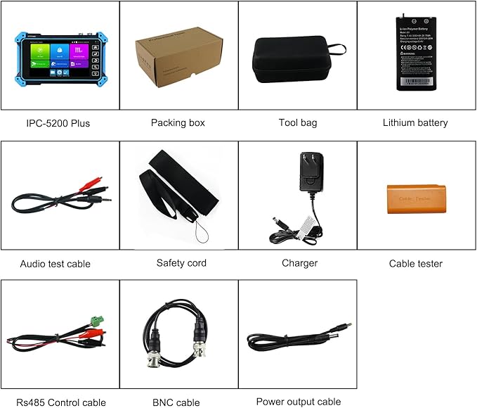 Upgraded 8K IP Camera Tester with PoE, WANLUTECH CCTV Tester CVI TVI AHD SDI Analog Camera Tester 5.4inch Touchscreen RJ45 Cable TDR Tester RS485 HDMI in VGA in (IPC-5200 Plus)