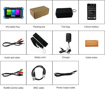 Upgraded 8K IP Camera Tester with PoE, WANLUTECH CCTV Tester CVI TVI AHD SDI Analog Camera Tester 5.4inch Touchscreen RJ45 Cable TDR Tester RS485 HDMI in VGA in (IPC-5200 Plus)