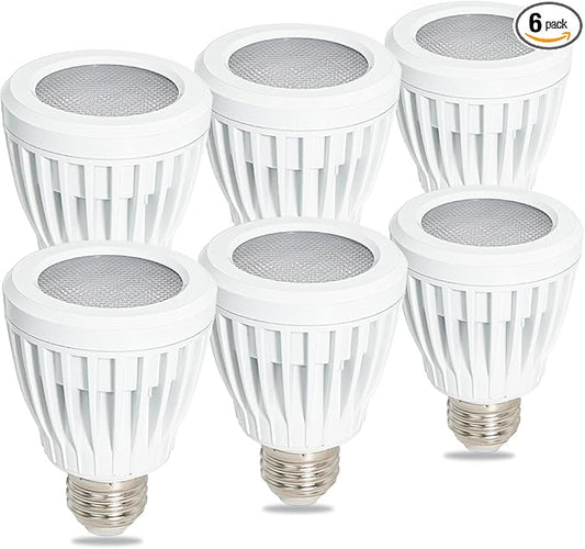 6 Pack PAR20 LED Bulbs, Aluminum Waterproof Outdoor Spotlight Bulb E26 Base 7W Dimmable 3000K Warm White, 50W Equivalent for Indoor or Outdoor 40°, UL