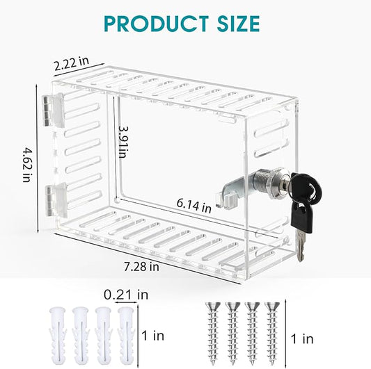 SUTINE Thermostat Lock Box, Transparent, Rectangle-1 Pcs, Universal, Wall Mount, HVAC Control, Smart Thermostat Guard, Clear Lock Box, Ac Thermostat 1 Pack