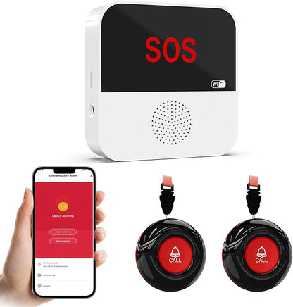 SanJie Wi-Fi Wireless Caregiver Pager Call Button for Elderly at Home - Alert Systems with App Remote Alerts & Device Sharing Suitable for Seniors & Patients and People with Disabilities