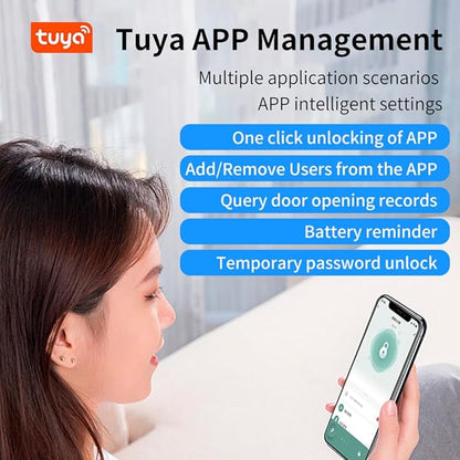 Smart Biometric Fingerprint Door Lock System,Tuya&Smartlife APP Bluetooth Digital Handle Lock,Keyless Entry Door Lock Home Security,for bedrooms,Families,Hotels,Offices,Apartments (Black)