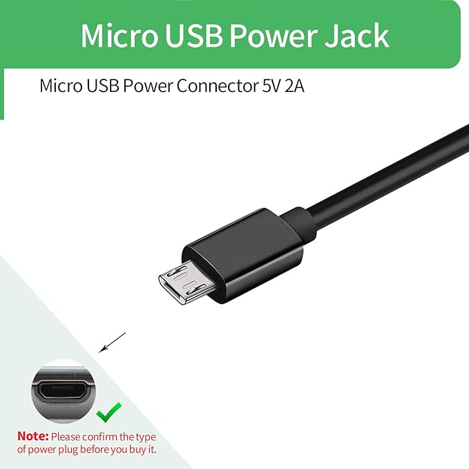 5V 2A Micro USB Power Supply Wall Charger AC/DC Adapter Universal Power Adapter, 5Vlot 2Amp Power Adapter with Plug Micro USB for Security Camera IPC, 2 Pack