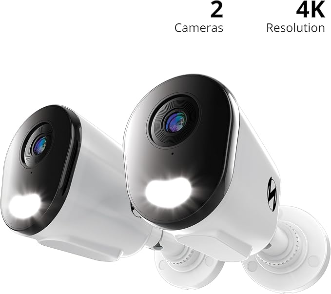Night Owl Add On Wired IP 4K HD Indoor/Outdoor Deterrence Cameras with 2-Way Audio (2 Pack)