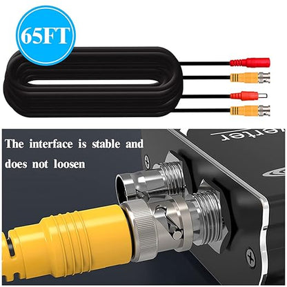 OOSSXX 65 Feet 2-in 1 Video Power Cable BNC Extension Wired All-in-One Cables for HD-Analogo Security Cameras DVR