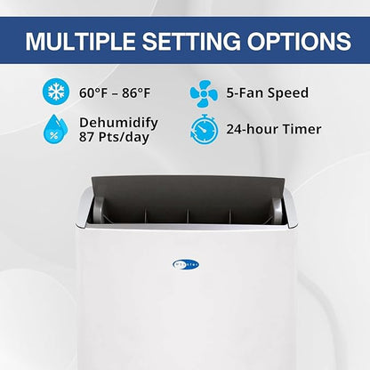 Whynter ARC-1230WN 14,000 BTU (12,000 BTU SACC) NEX Inverter Dual Hose Cooling Portable Air Conditioner, Dehumidifier, and Fan with Smart Wi-Fi, Up to 600 sq ft in White