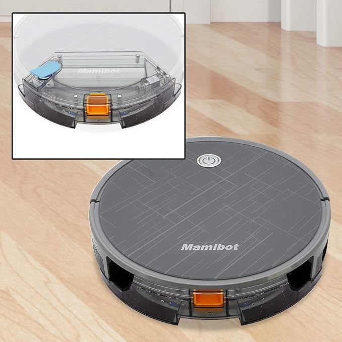 Wet Mop Dust Bin Attachment - Large Capacity 350mL Water Tank and 2 Microfiber Mop Pad - Adjustable Flow Rate - Compatible w/ PUCRC660 Smart Robot Vacuum Cleaner