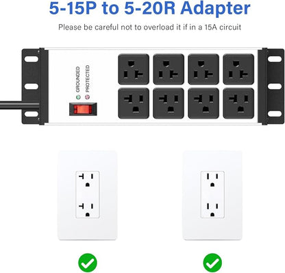 CCCEI 2PCS 12 Gauge Heavy Duty Power Strip, 8 Ports. Silver, 6FT.