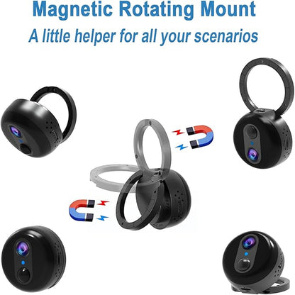 Mini Portable 4G LTE Cellular Security Camera with Magnetic Rotating Mount, 4K HD No Wi-Fi Security Camera with Built-in SIM, 60-Day Long Standby, Night Vision, PIR Motion Detection (W-Q2)
