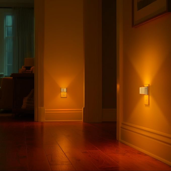 DORESshop Night Light, Night Lights Plug into Wall, Adjustable, Amber | 3 Level Brightness Adjustable Night Light, Dusk to Dawn Sensor Nightlights for Adults, Bedroom, Bathroom, Hallway, 2 packs