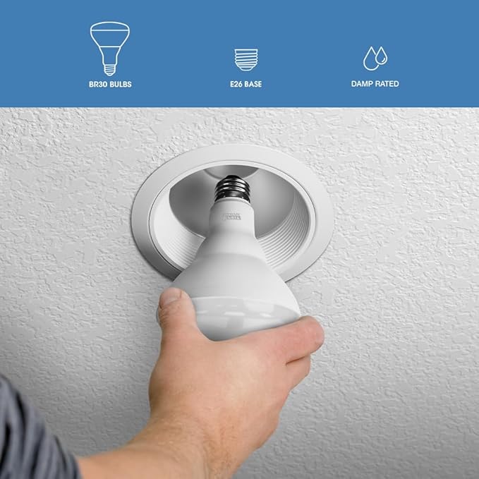 Feit Electric BR30 LED Light Bulb, 100W Equivalent, Dimmable, 5CCT, E26 Medium Base, 90 CRI, 1400 Lumens, Adjustable White, 15.5 Years Lifetime, 2 Pack, BR30100DM5CCTCA15K/2