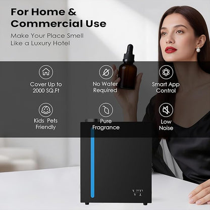 Waterless Essential Oil Diffuser 3000 Sq.Ft Coverage for Large Home,Hotel,Office,Includes fragrance essential oil set.Cold Air Scent Diffuser Machine with Bluetooth App Control,HVAC Fragrance Diffuser