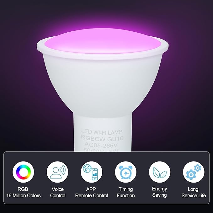 Garosa Smart Light Bulbs, 5W Bluetooth LED Bulbs, Color Changing,Smart Home for Decorating Living Home (Wi-Fi Type)