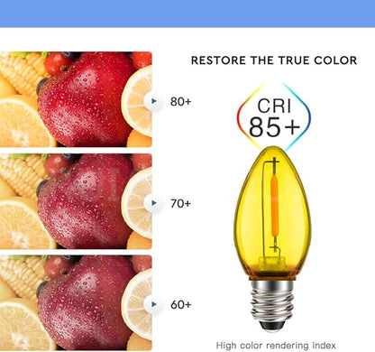Ruiandsion E12 LED Decorative Bulb Yellow 110V E12 Screw Base for Christmas String Party Garden Window Display Lights Pack of 2