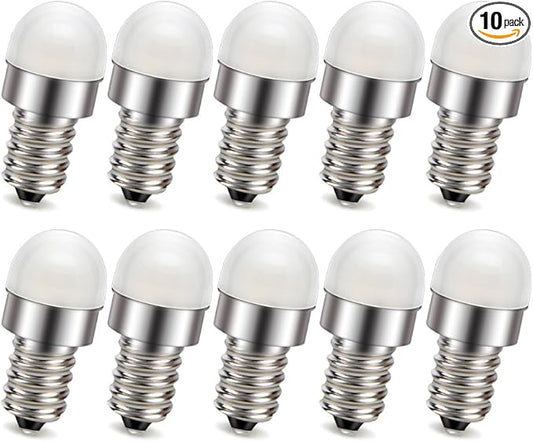 Ruiandsion E12 LED Bulb 120V 230V White 3030 8SMD Chipsets No Stroboscopic Eye Protection E12 Screw Base for Atmosphere Spot Camping Light Pack of 10