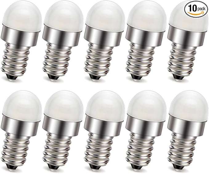 Ruiandsion E12 LED Interior Light Warm White 3030 8SMD Chipsets High Color Rendering for Light String Atmosphere Table Lamp Bedside Lamp Pack of 10