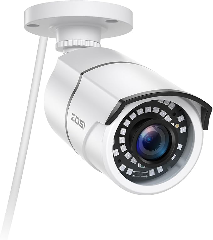 ZOSI ZG2615E 5MP POE Security Waterproof Bullet Camera with Night Vision for Outdoor Indoor Power Over Ethernet Surveillance System (Only work with ZOSI PoE NVR, Model: ZR16DK, ZR08EN, ZR08DN, ZR08PN)