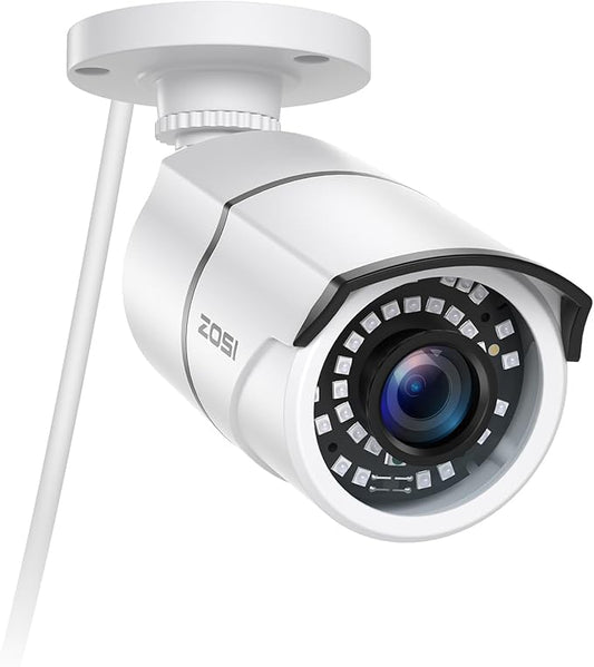 ZOSI ZG2615E 5MP POE Security Waterproof Bullet Camera with Night Vision for Outdoor Indoor Power Over Ethernet Surveillance System (Only work with ZOSI PoE NVR, Model: ZR16DK, ZR08EN, ZR08DN, ZR08PN)