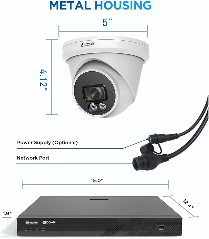 4COVR 16 Channel Security Camera System, 16x 5MP IP67 Dome Commercial PoE IP Camera, 16CH NVR with 4TB HDD, Surveillance for Business, AI Human Vehicle Detection, 24/7 Recording, LY97SA5M1616-1