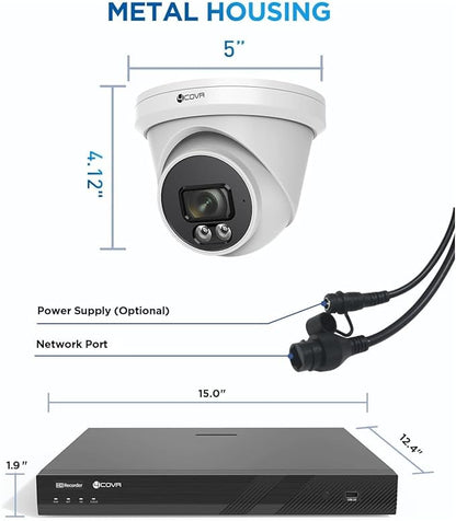 4COVR 16 Channel Security Camera System, 16x 5MP IP67 Dome Commercial PoE IP Camera, 16CH NVR with 4TB HDD, Surveillance for Business, AI Human Vehicle Detection, 24/7 Recording, LY97SA5M1616-1
