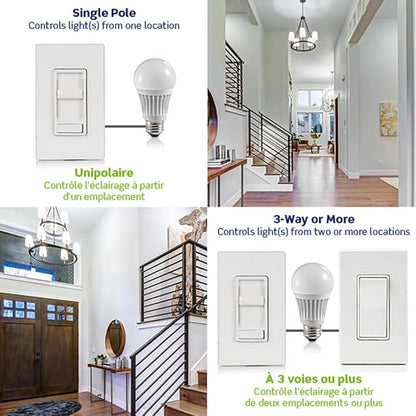 Leviton SureSlide LED Advanced Dimmer Switch for 150W Dimmable LED, Halogen and Incandescent Bulbs and Fixtures, 66741-I, Ivory