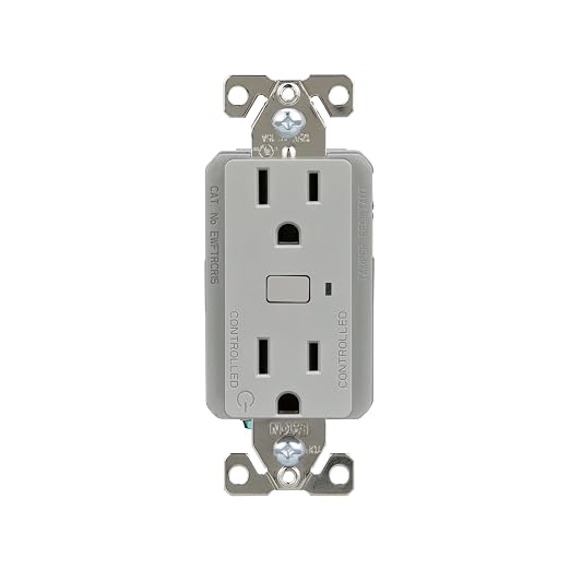 Eaton EWFTRCR15-SG-BX-L Wi-Fi Smart Receptacle Works with Hey Google and Alexa, Silver Granite
