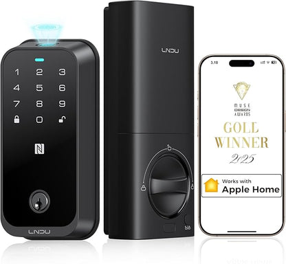 Smart Lock with Apple Home Key, Fingerprint Keyless Entry Door Lock Deadbolt for Front Door, Works with Homekit, Keypad, Auto Lock & Easy Install, US Tel Support