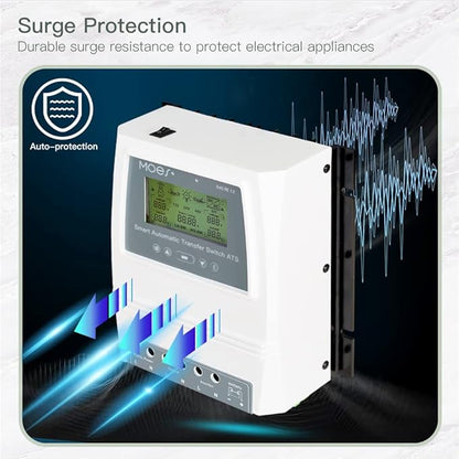 MOES Smart Automatic Transfer Switch for Off Grid Solar Wind System, Dual Power Controller 80A 8Kw Provides Automatic Power Switching Between Inverter and AC 110V, 220V, APP Remote Control with Hub