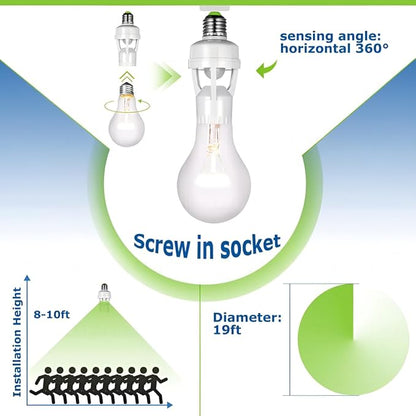 PIR Motion Sensor Light Socket Smart Screw in Light Bulb Outlet Compatible with E26/E27 Motion Activated Bulb Holder Adapter Automatic Control for Garage Storage Room(4pack)