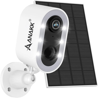 Solar Security Cameras System Wireless Outdoor, 1 Camera Home Surveillance, Color Night Vision, 24/7 Recording, Motion Detection, Weatherproof