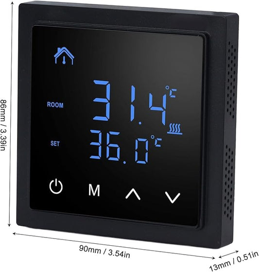 Smart Home Floor Heating Thermostat 16A AC85-250V Electric Heating Easy Installation Accurate Temperature Control (Black)