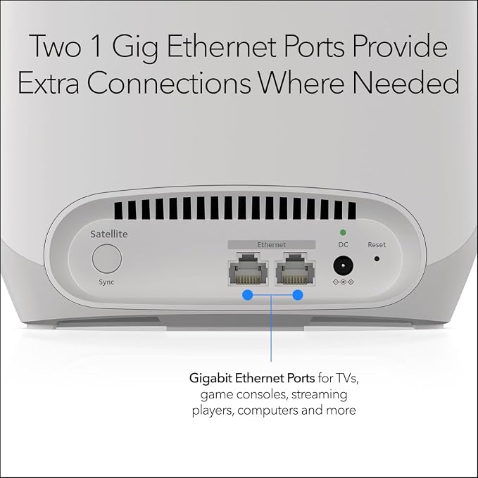 NETGEAR Orbi Whole Home Tri-Band Mesh WiFi 6 Add-on Satellite (RBS760) – Works with Your Orbi WiFi 6 System – Security Features - Adds Coverage up to 2,500 sq. ft. - AX5400 up to 5.4 Gbps | Works with Your Orbi WiFi 6 System, Security Features, Adds Co...