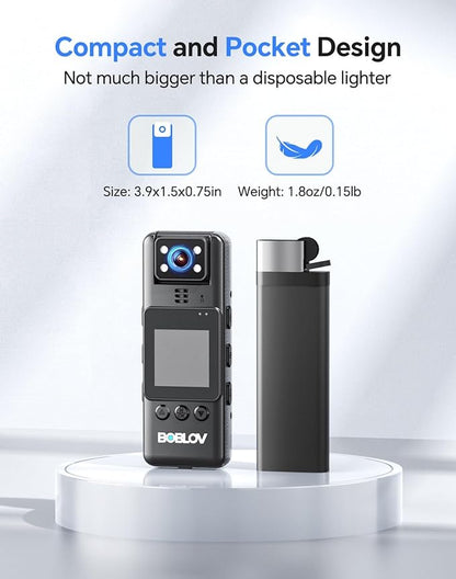 BOBLOV Mini Body Camera with Video: 128G Action Camera, Small Cameras for Vlogging with 9Hrs Long Battery Life, Pocket Portable Cam with Back Clip, Daily Easy to Use for Traveling Cycling Motorcycle