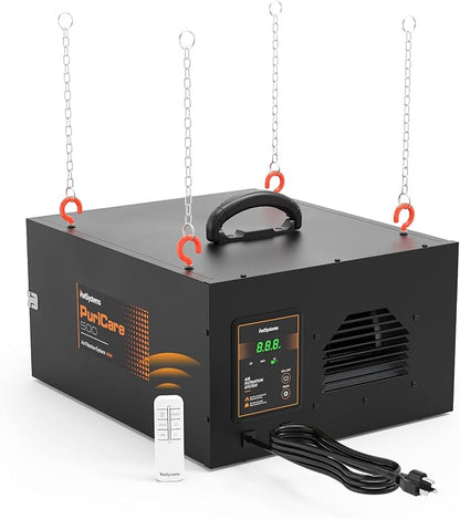 PURISYSTEMS 3-Speed Remote Air Filtration System, PuriCare 500 Hanging Air Filter w/RF Remote for Woodworking, Garage Air Purifier, Shop Dust Collector, up to 500 sq. ft(500 CFM)