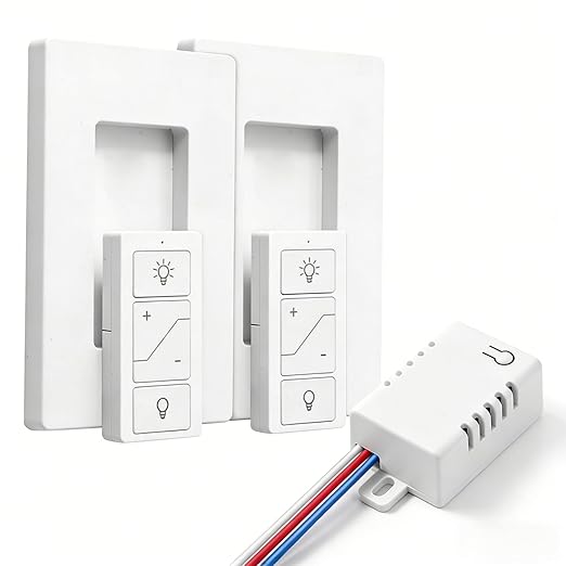 Wireless Dimmer Switch, 2 Remote Light and 1 Receiver kit, Compatible with Alexa Voice Control, Single Pole Smart Wall Switch Lighting Fixture for Ceiling Lights Lamps, Support 2.4G&5G