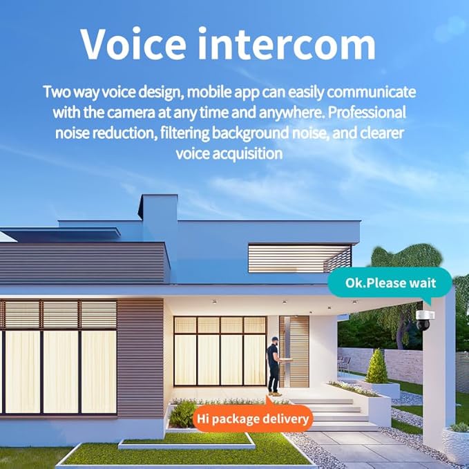 PTZ Security Camera, Wireless WiFi 2K HD, 355 Pan 90 Tilt, Night Vision, IP66 Waterproof/Home Indoor and Outdoor Security Surveillance, AI Auto Tracking, Spotlight & Siren, Motion Detection